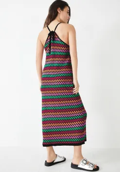 hush Dresses|Martina Halterneck Knitted Dress Black Multi