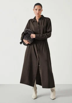 hush Dresses|Martina Midi Shirt Dress Chocolate brown