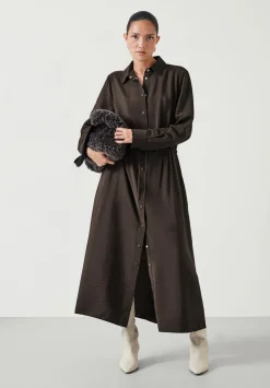 hush Dresses|Martina Midi Shirt Dress Chocolate brown