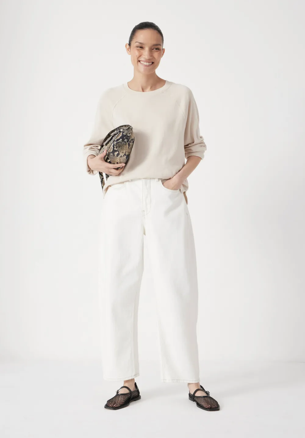 hush Tops & T-Shirts|Matilda Cotton Raglan Top Ecru
