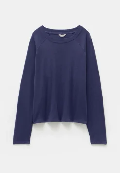 hush Tops & T-Shirts|Matilda Cotton Raglan Top Navy