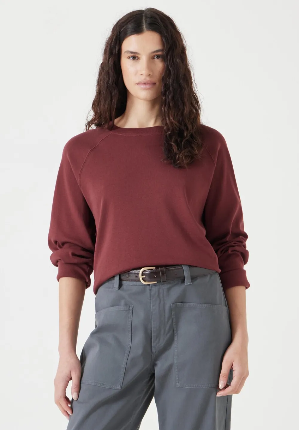 hush Tops & T-Shirts|Matilda Cotton Raglan Top Oxblood Red