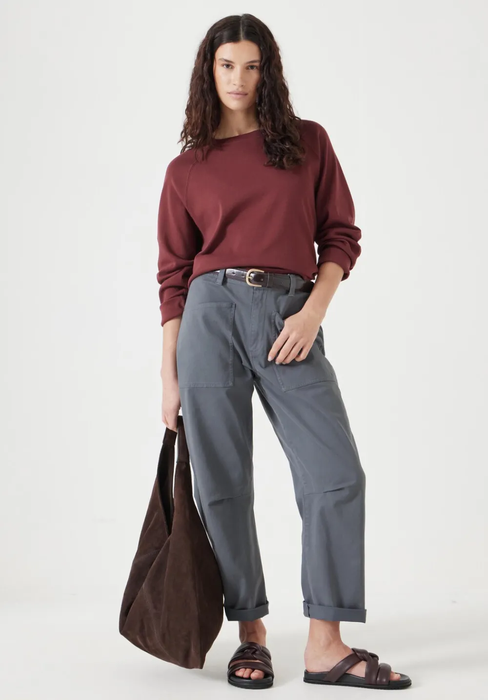 hush Tops & T-Shirts|Matilda Cotton Raglan Top Oxblood Red