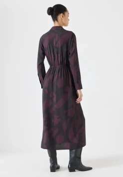 hush Dresses|Maya Air Flow Front Tie Maxi Dress Purple/Brown Abstract Shapes