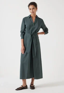 hush Dresses|Maya Air Flow Front Tie Maxi Dress Smoked Green