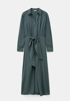hush Dresses|Maya Air Flow Front Tie Maxi Dress Smoked Green