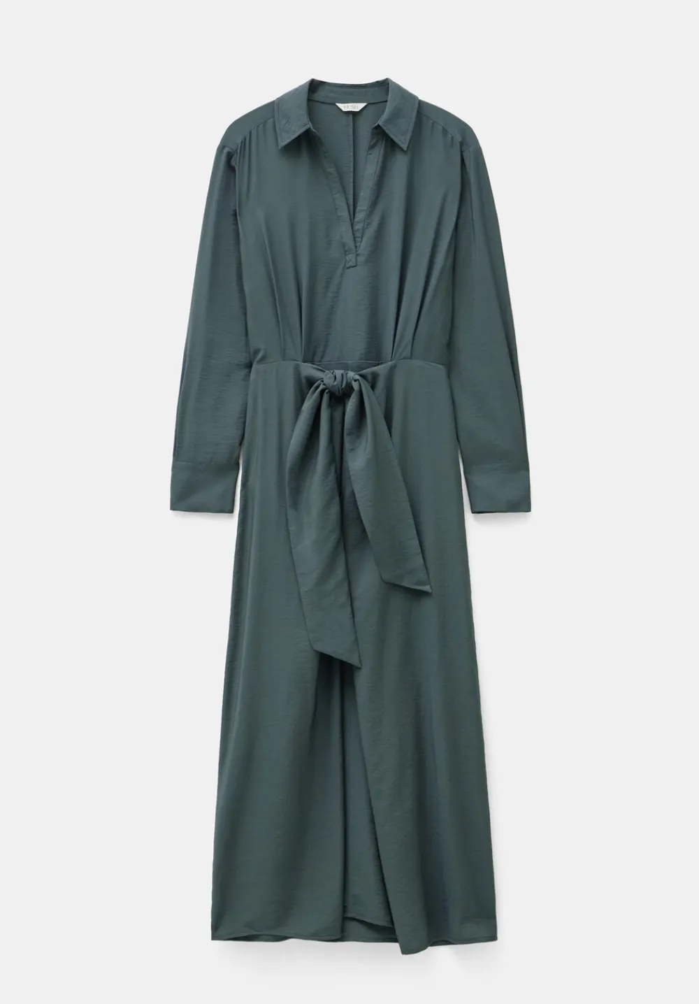 hush Dresses|Maya Air Flow Front Tie Maxi Dress Smoked Green