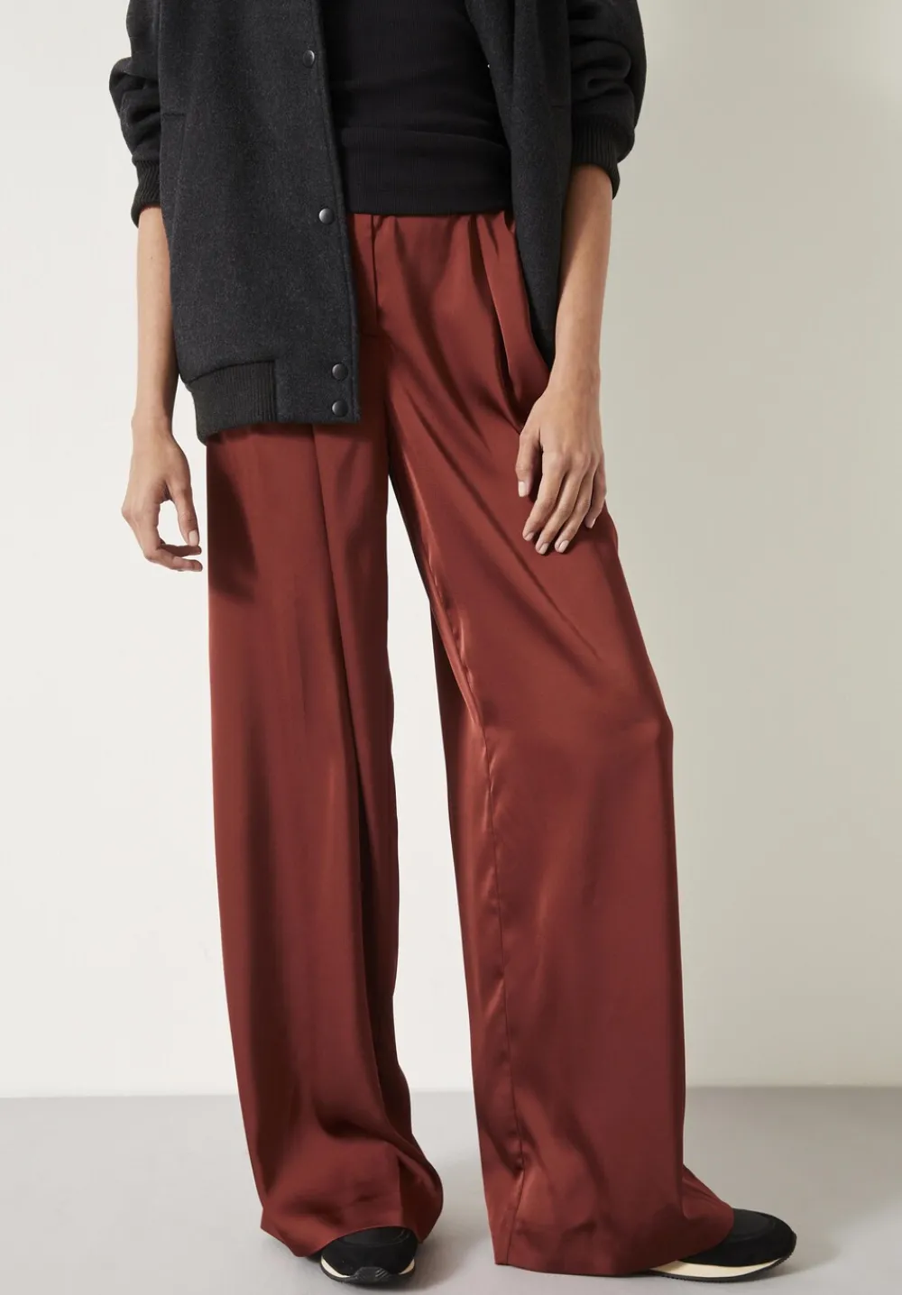 hush Trousers|Melanie Satin Trousers Brown
