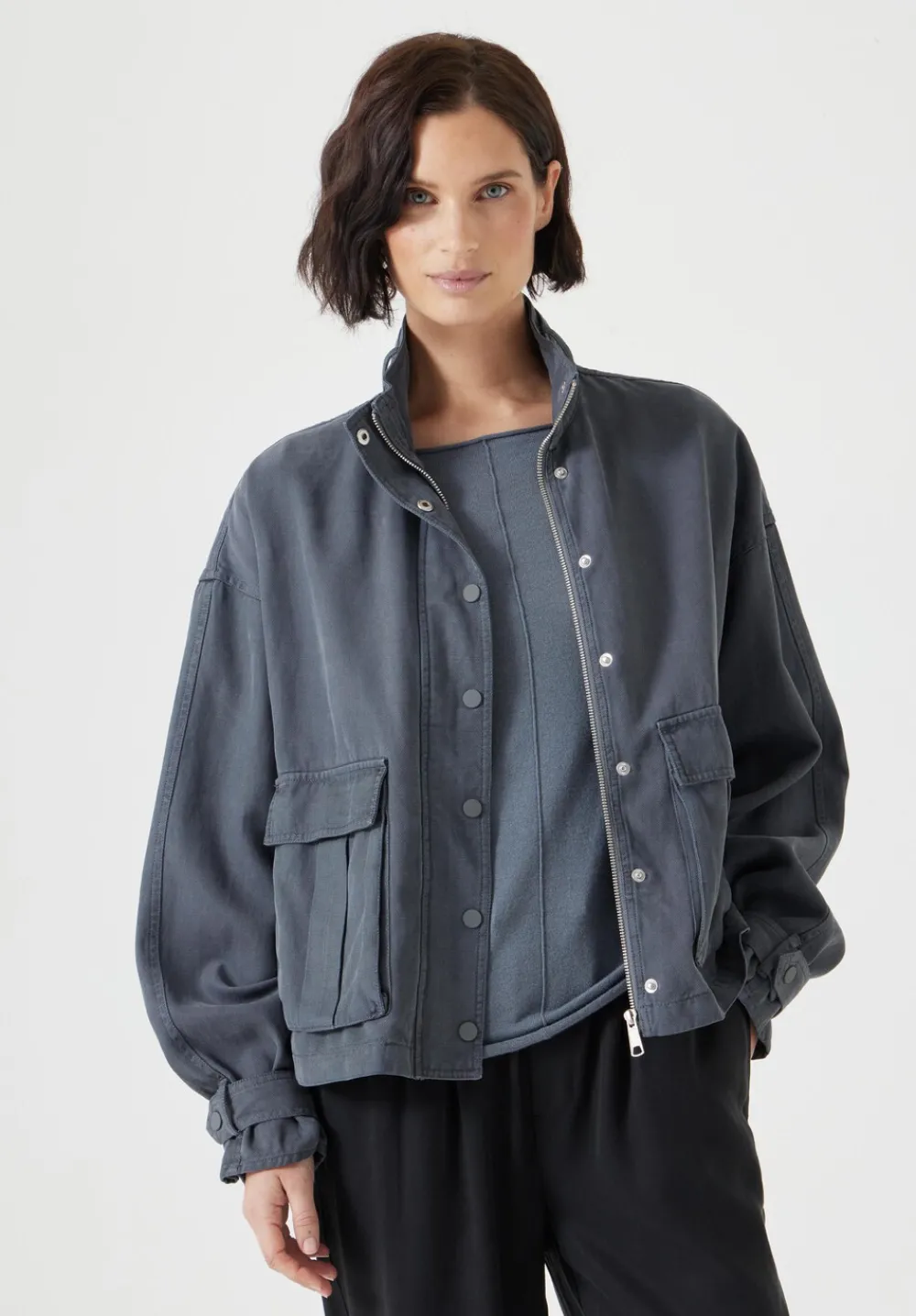 hush Jackets & Coats|Melinda Utility Jacket Grey Shadow