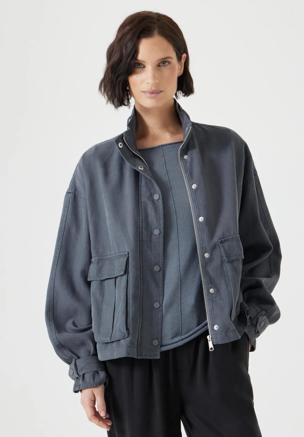 hush Jackets & Coats|Melinda Utility Jacket Grey Shadow