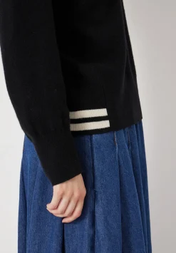 hush Jumpers & Cardigans|Merino Wool V Neck Jumper Black Mix