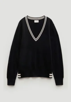 hush Jumpers & Cardigans|Merino Wool V Neck Jumper Black Mix