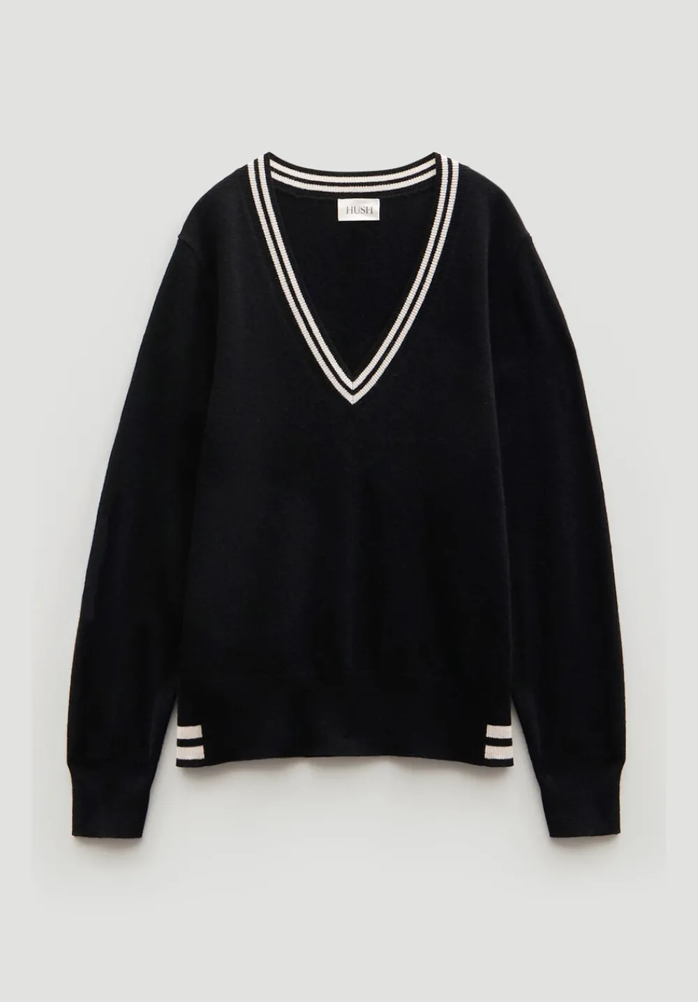 hush Jumpers & Cardigans|Merino Wool V Neck Jumper Black Mix