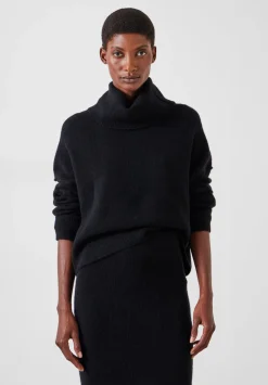 hush Jumpers & Cardigans|Meryl Wool Blend Cropped Roll Neck Jumper Black