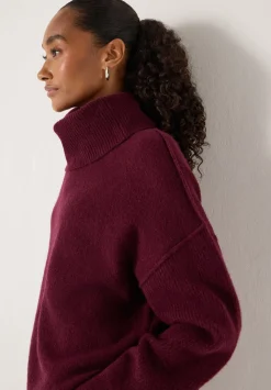 hush Jumpers & Cardigans|Meryl Wool Blend Roll Neck Jumper Burgundy Red