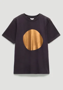 hush Tops & T-Shirts|Metallic Graphic Cotton T-Shirt Plum Purple