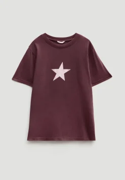 hush Tops & T-Shirts|Metallic Star Graphic T-Shirt Burgundy Purple