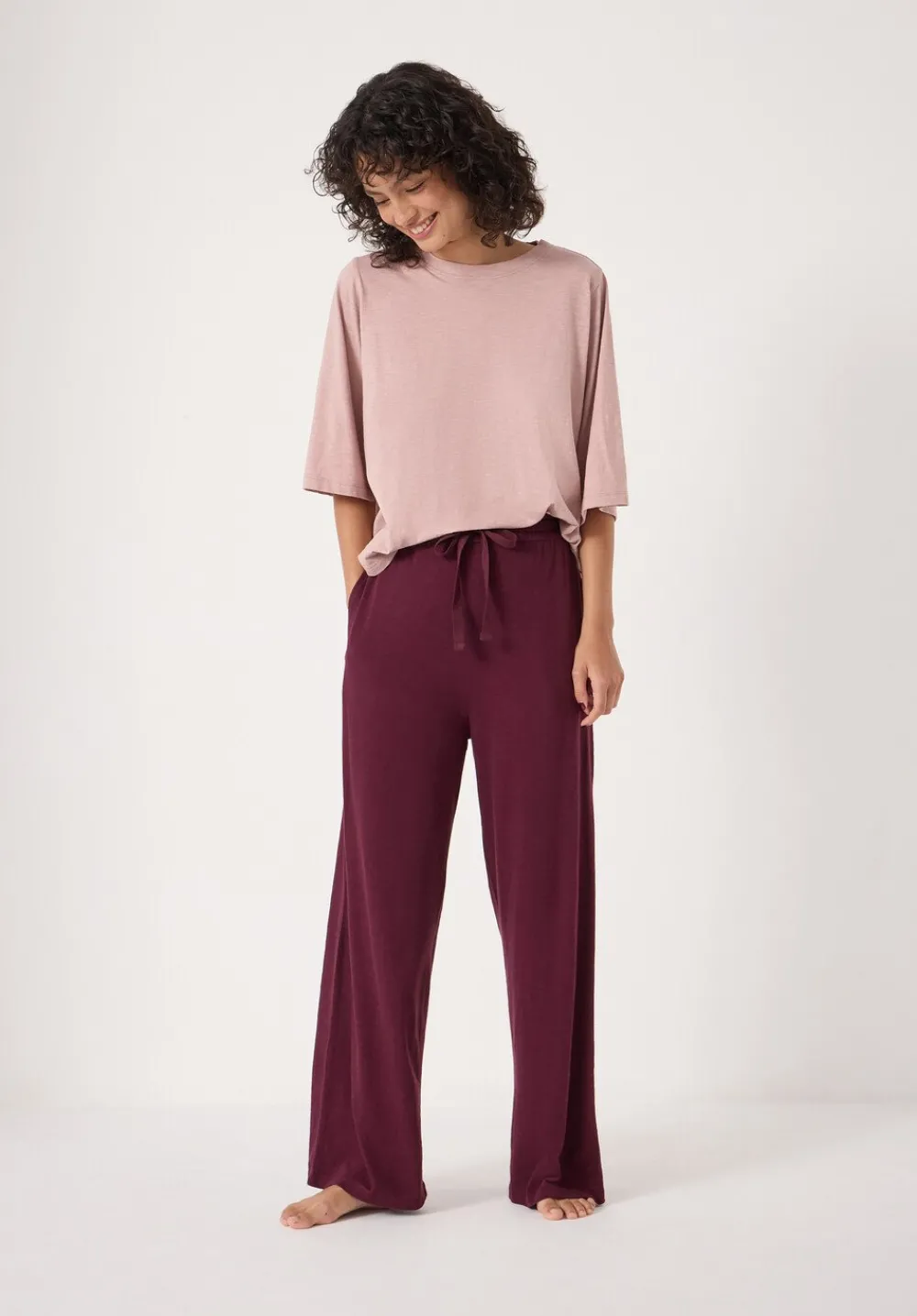 hush Pyjamas & Nightwear|Midy Cotton Slub Cord Pyjamas Burgundy Red Mix
