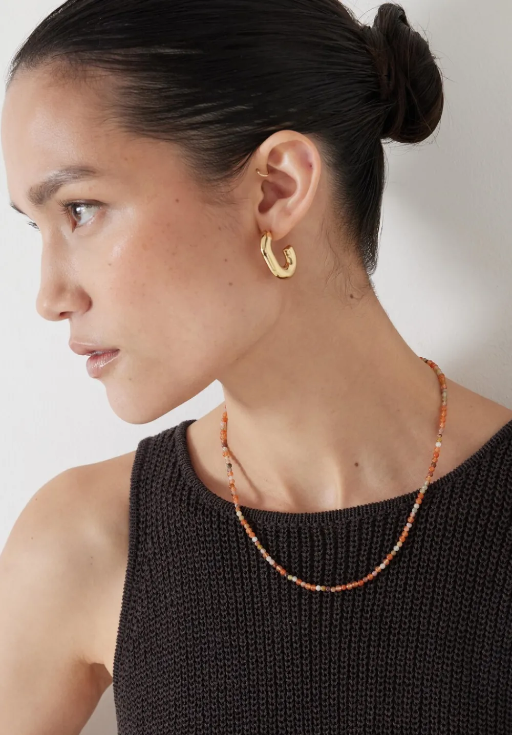hush Jewellery|Mini Semi Precious Beaded Necklace Orange Chiffon