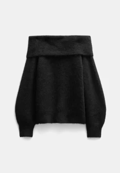 hush Jumpers & Cardigans|Molly Alpaca Blend Off Shoulder Jumper Black