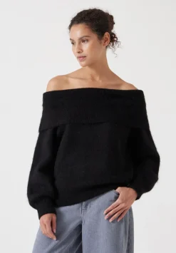 hush Jumpers & Cardigans|Molly Alpaca Blend Off Shoulder Jumper Black