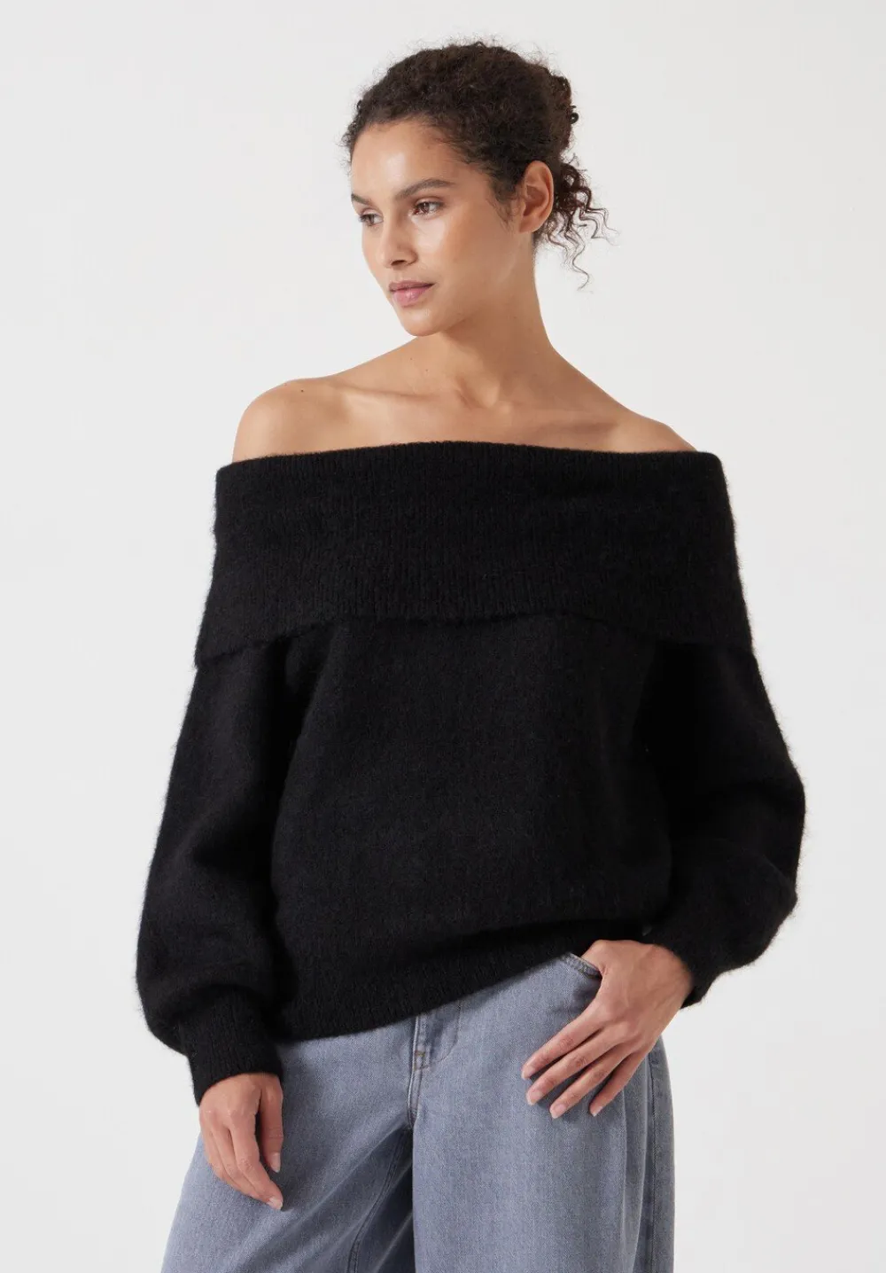 hush Jumpers & Cardigans|Molly Alpaca Blend Off Shoulder Jumper Black