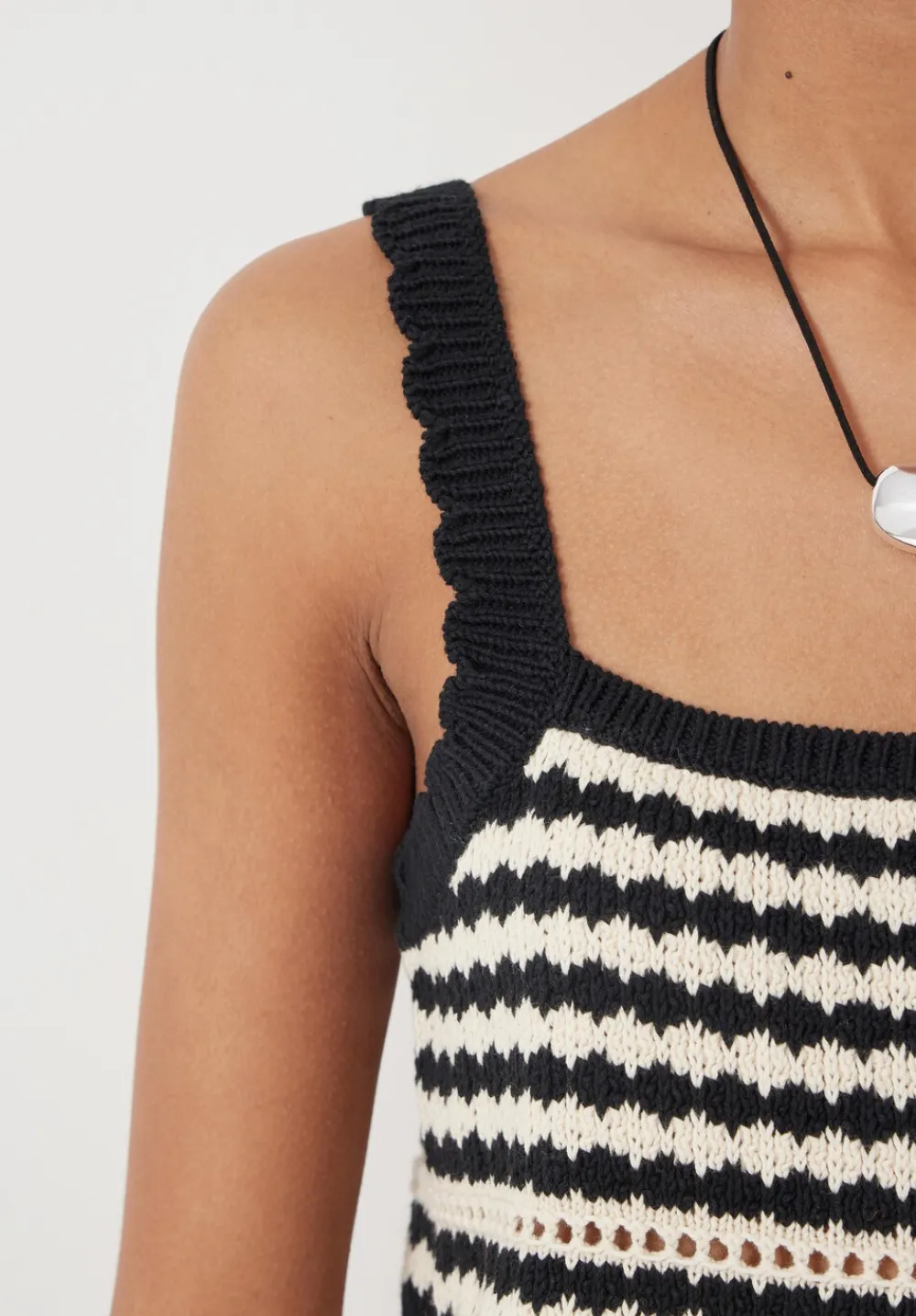 hush Tops & T-Shirts|Jumpers & Cardigans|Mono Stitch Cotton Knitted Top Soft White/Black