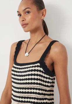 hush Tops & T-Shirts|Jumpers & Cardigans|Mono Stitch Cotton Knitted Top Soft White/Black