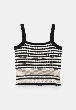 hush Tops & T-Shirts|Jumpers & Cardigans|Mono Stitch Cotton Knitted Top Soft White/Black