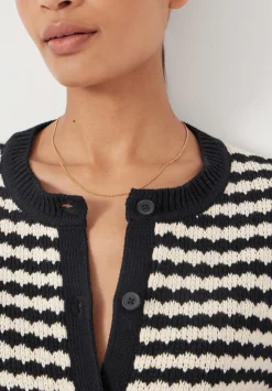 hush Jumpers & Cardigans|Mono Stitch Short Sleeve Cotton Cardigan Off White/Black