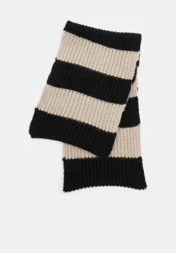 hush Scarves|Morgan Knitted Stripe Scarf Black/Soft Camel