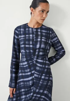 hush Dresses|Myrah Midi Dress Painted Check Navy