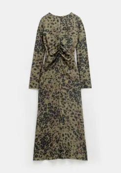 hush Dresses|Myrah Midi Dress Khaki Animal