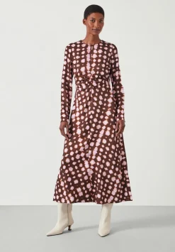 hush Dresses|Myrah Satin Midi Dress Geo Tie Dye