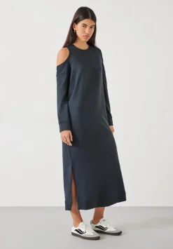 hush Dresses|Neena Cut Out Midi Dress Anthracite