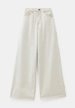 hush Jeans|Nessa Wide Leg Jeans Ecru Black Stripe