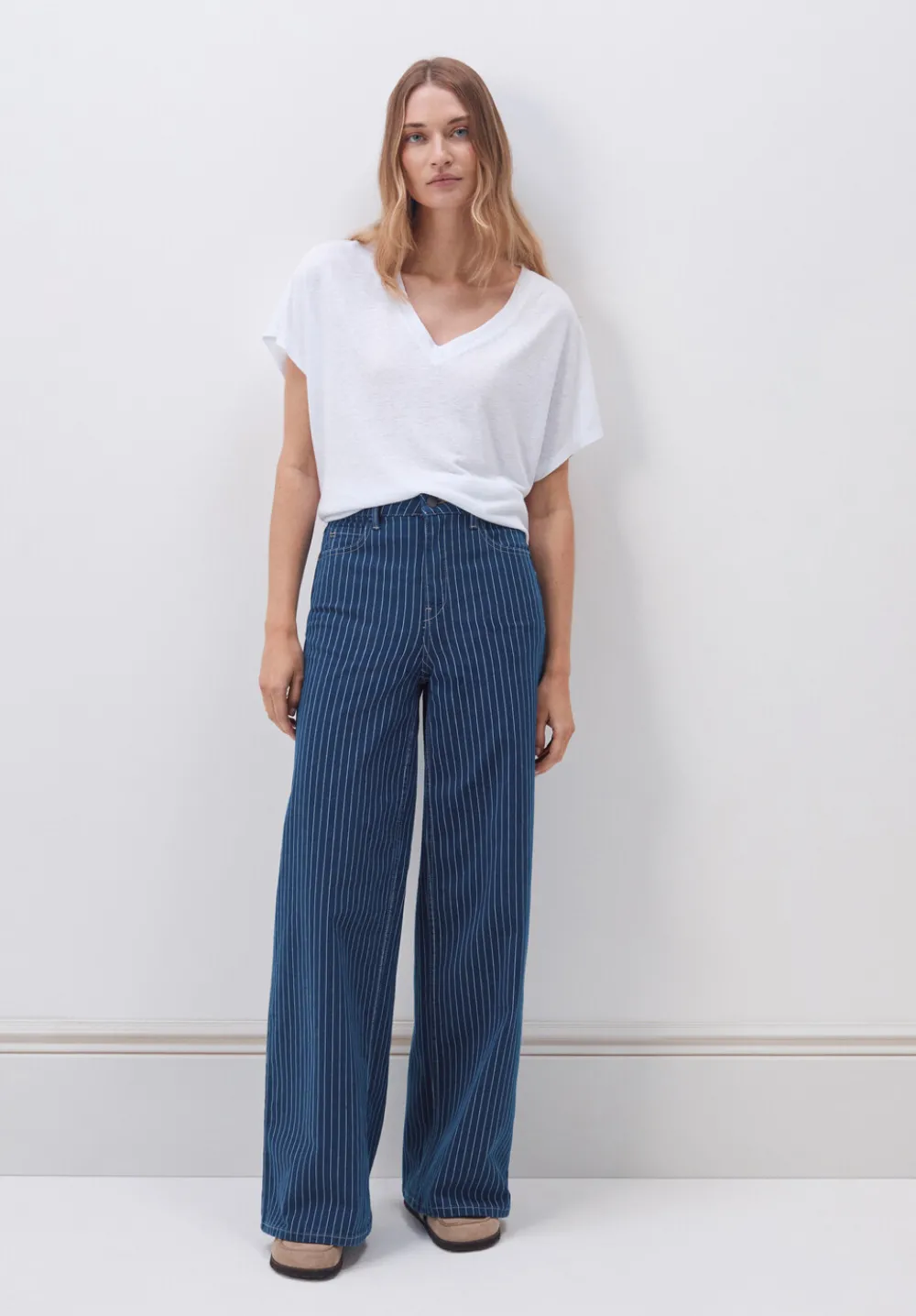 hush Jeans|Nessa Wide Leg Jeans Blue Stripe