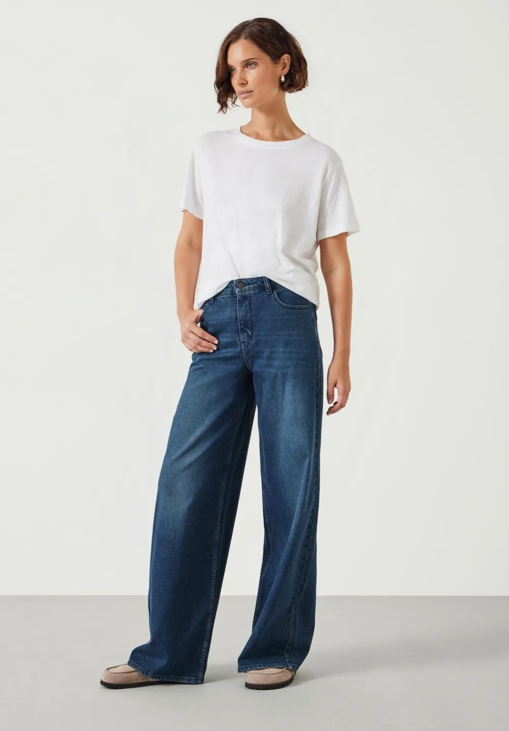 hush Jeans|Nessa Wide Leg Jeans Dark Blue Wash