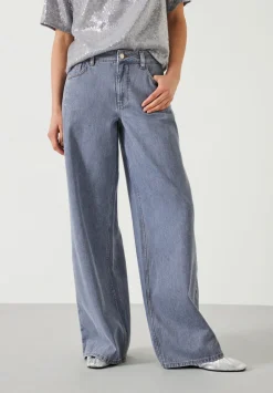 hush Jeans|Nova Pintuck Wide Leg Jeans Blue Grey