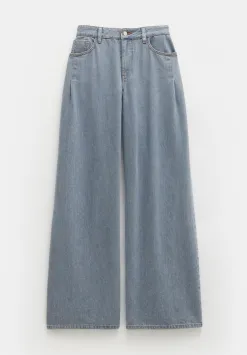 hush Jeans|Nova Pintuck Wide Leg Jeans Blue Grey