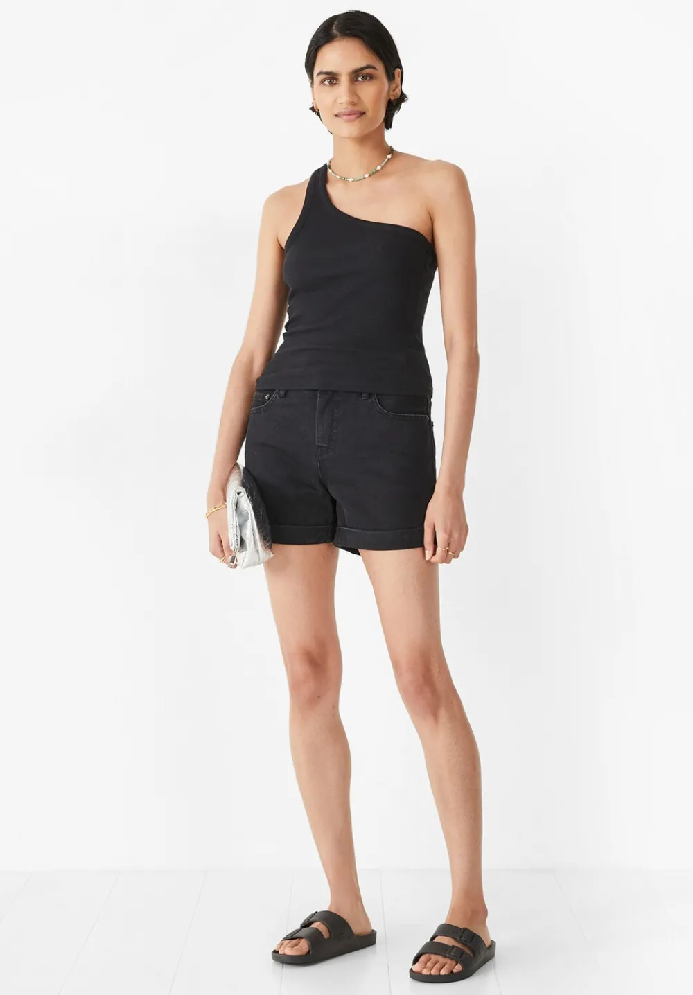 hush Tops & T-Shirts|Nula One Shoulder Vest Black