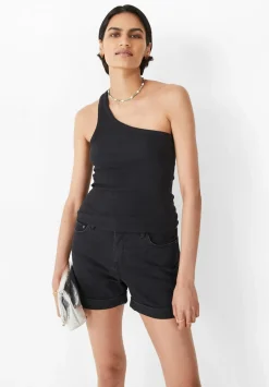 hush Tops & T-Shirts|Nula One Shoulder Vest Black