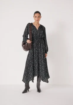 hush Dresses|Odelia Printed Long Sleeve Chiffon Dress Ditsy Floral Black