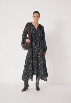hush Dresses|Odelia Printed Long Sleeve Chiffon Dress Ditsy Floral Black