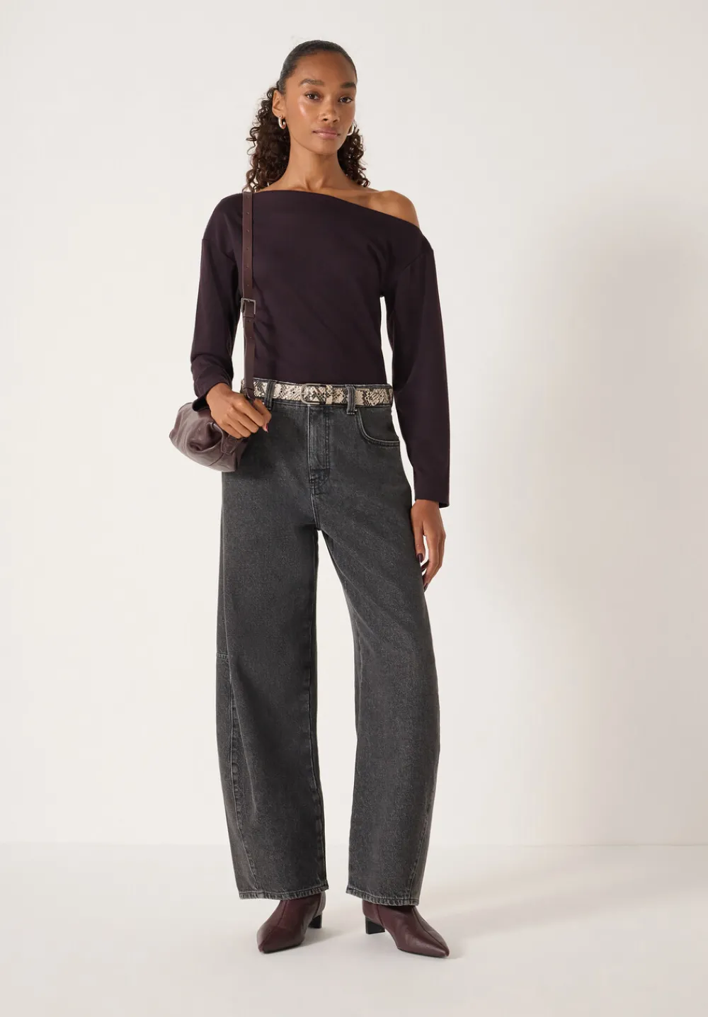 hush Tops & T-Shirts|Off Shoulder Jersey Top Burgundy Purple