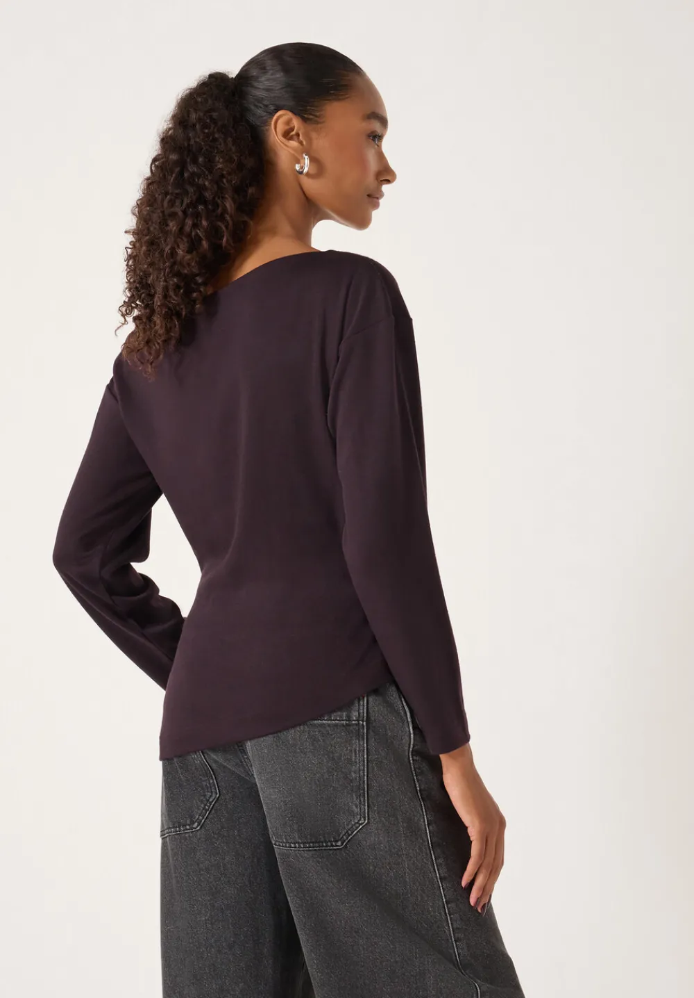 hush Tops & T-Shirts|Off Shoulder Jersey Top Burgundy Purple