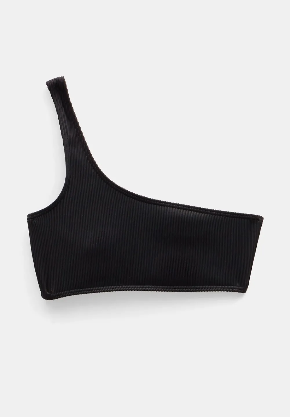 hush Swimwear & Beachwear|Olivia One Shoulder Rib Bikini Top Black