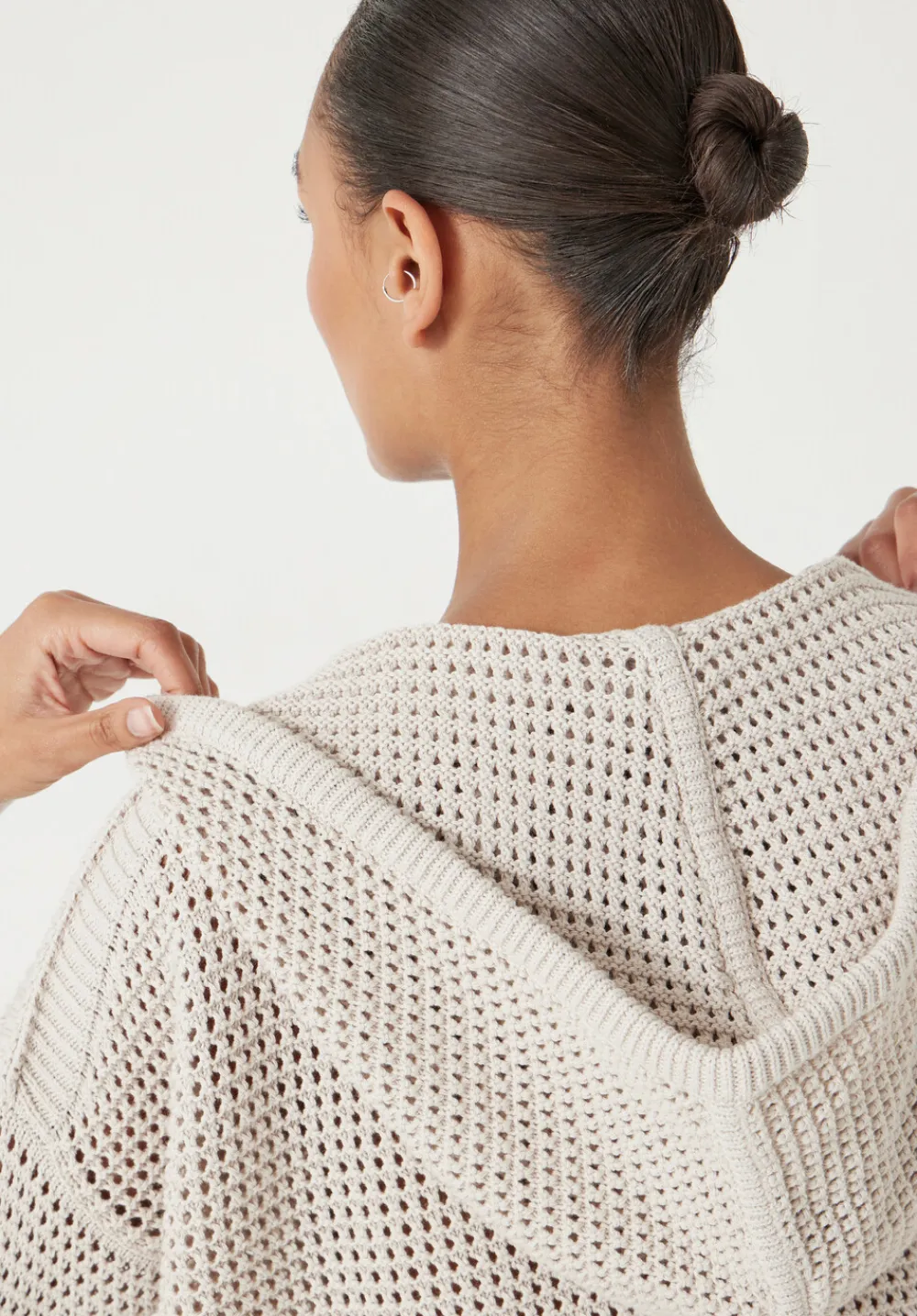 hush Jumpers & Cardigans|Sweatshirts & Hoodies|Open Stitch Cotton V Neck Hoodie Stone White