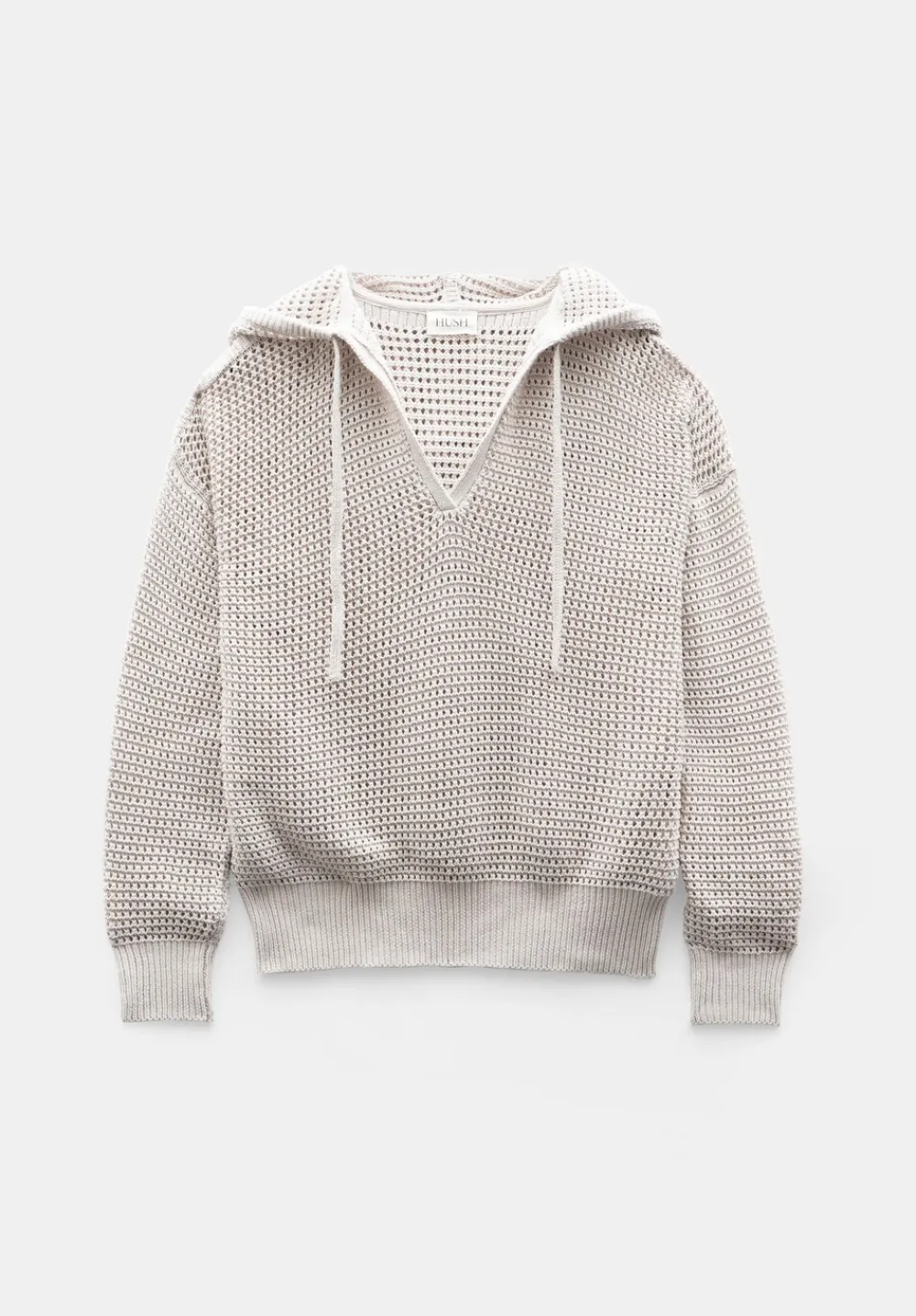 hush Jumpers & Cardigans|Sweatshirts & Hoodies|Open Stitch Cotton V Neck Hoodie Stone White