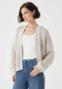 hush Jumpers & Cardigans|Open Stitch Edge to Edge Cardigan Off White